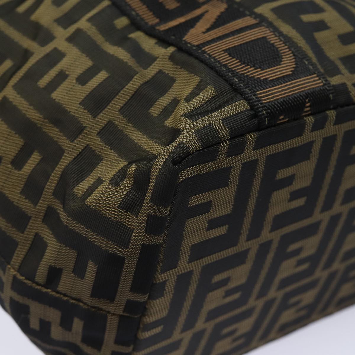 FENDI Zucca Canvas Hand Bag Brown Black yk14062