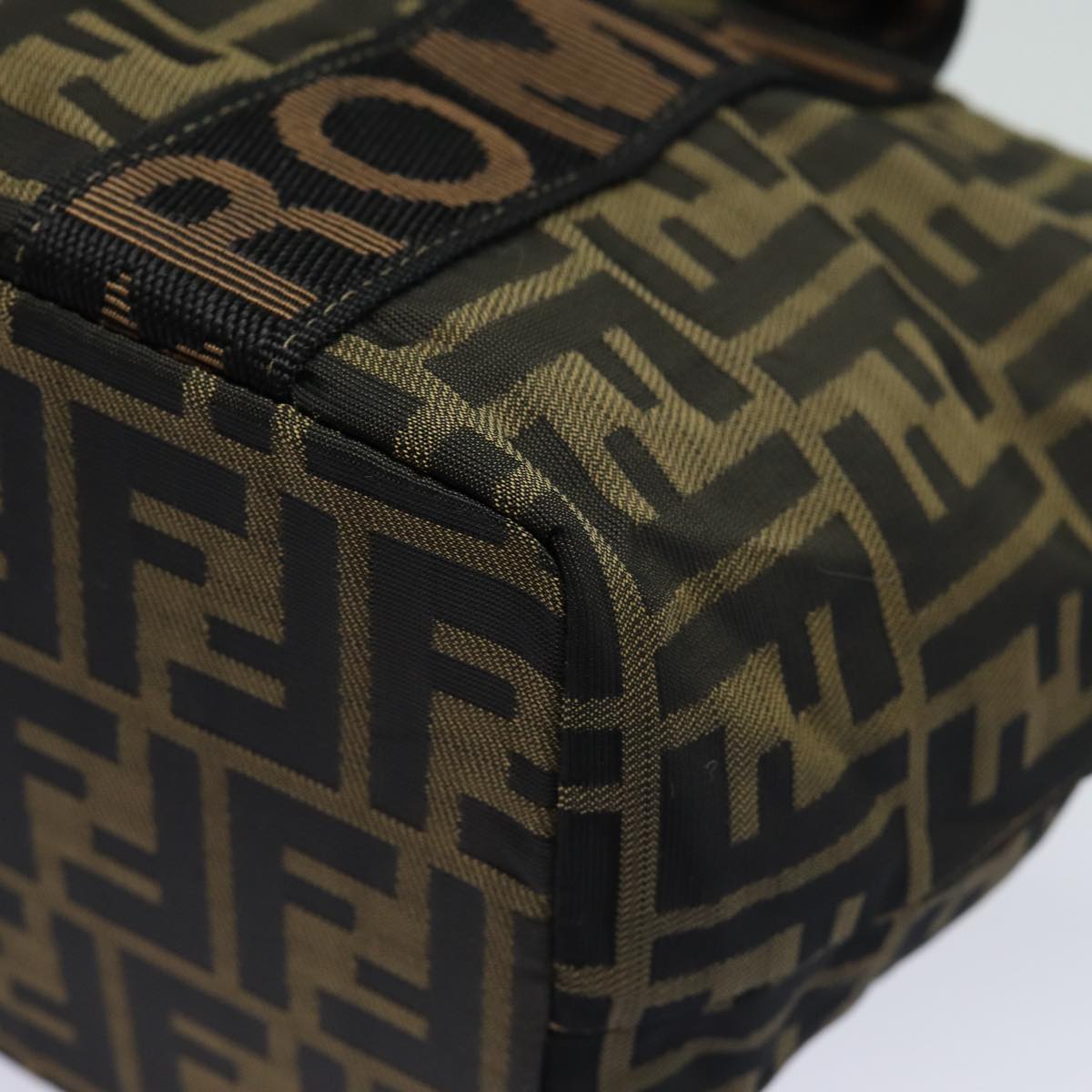 FENDI Zucca Canvas Hand Bag Brown Black yk14062