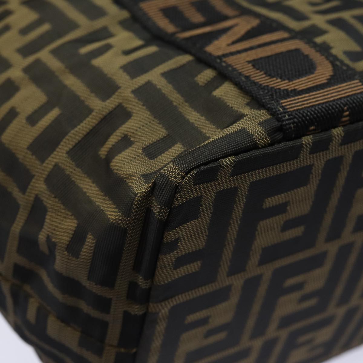 FENDI Zucca Canvas Hand Bag Brown Black yk14062