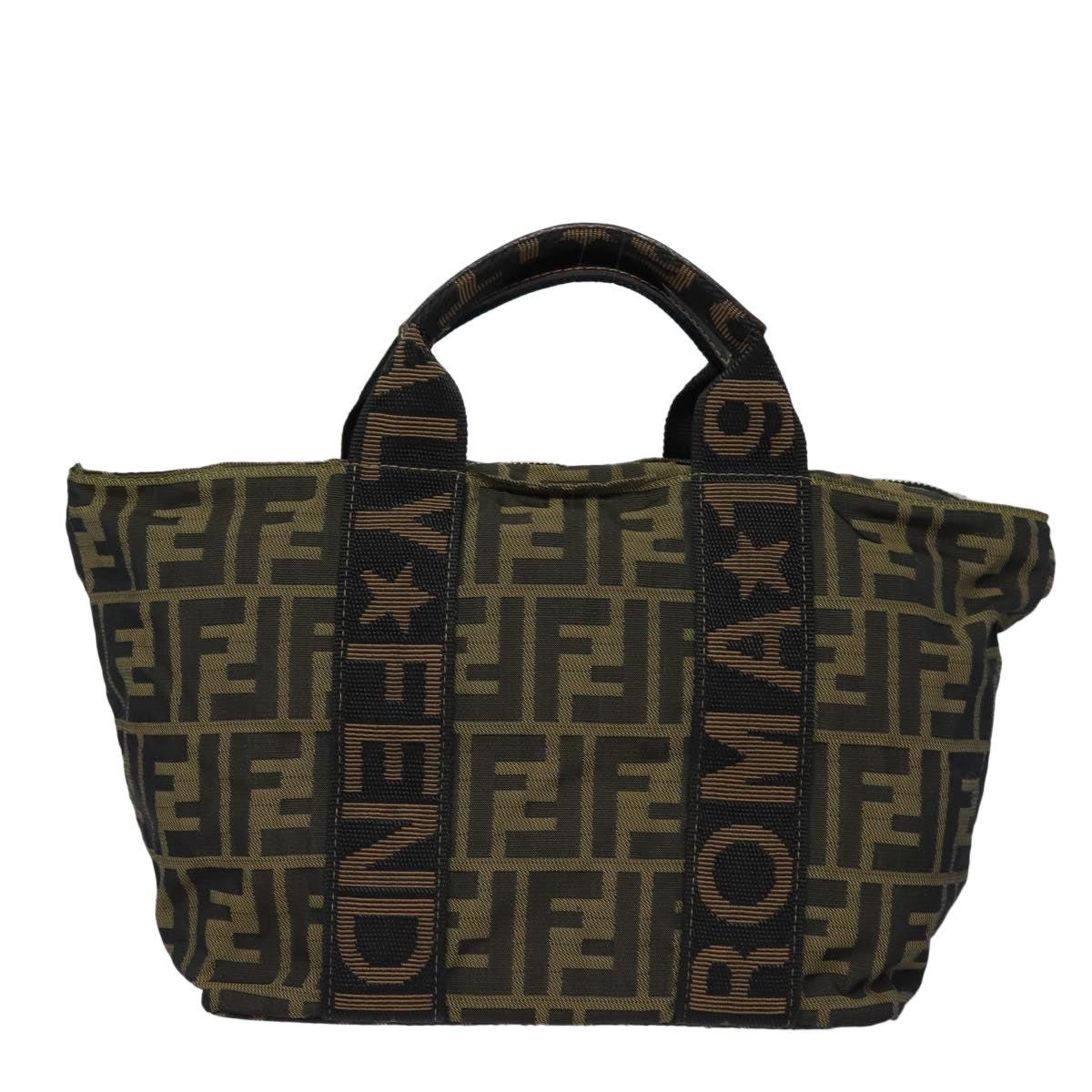 FENDI Zucca Canvas Hand Bag Brown Black yk14062