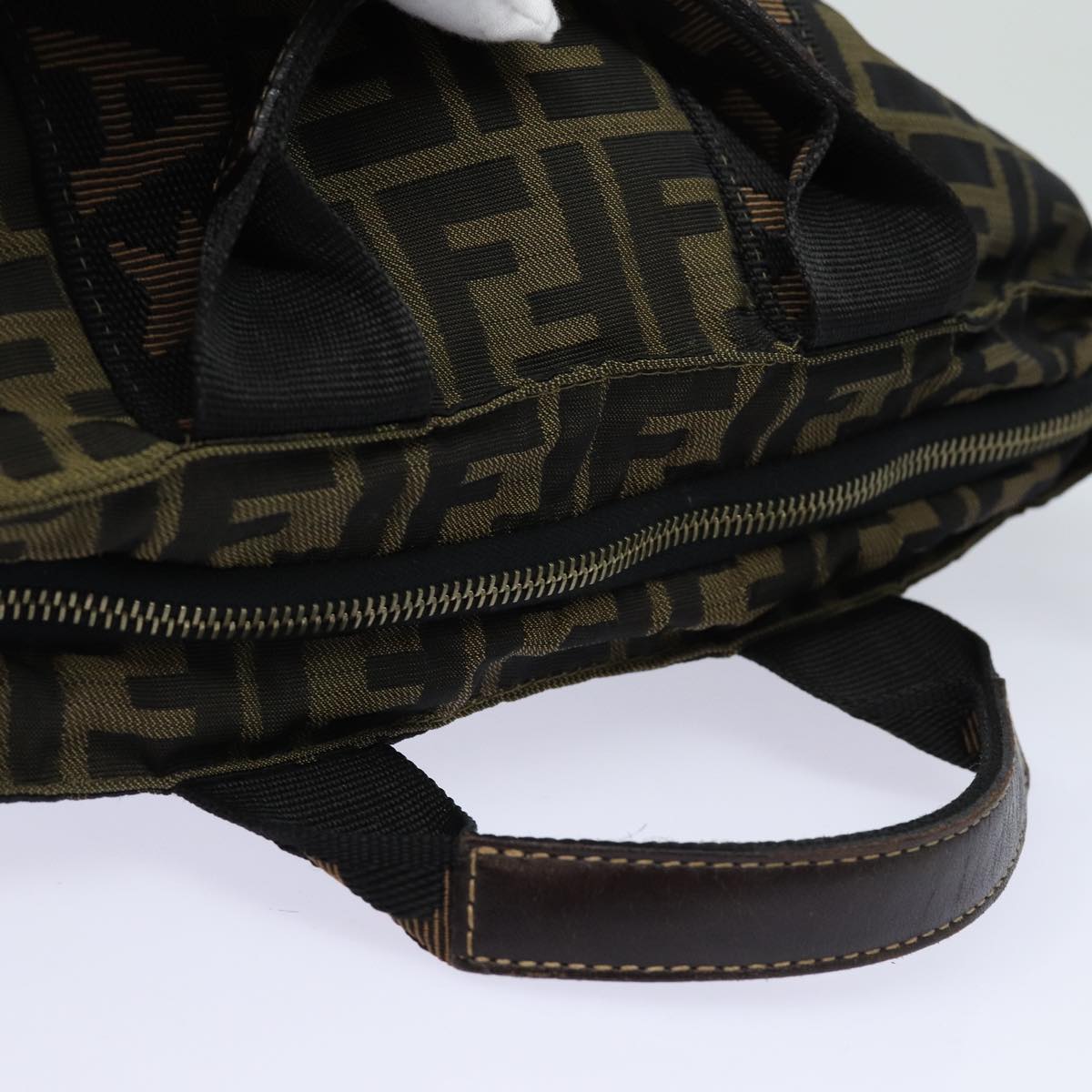 FENDI Zucca Canvas Hand Bag Brown Black yk14062