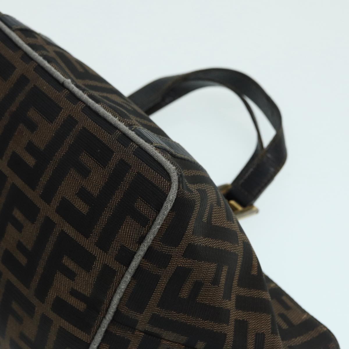 FENDI Zucca Canvas Hand Bag Brown Black yk14115