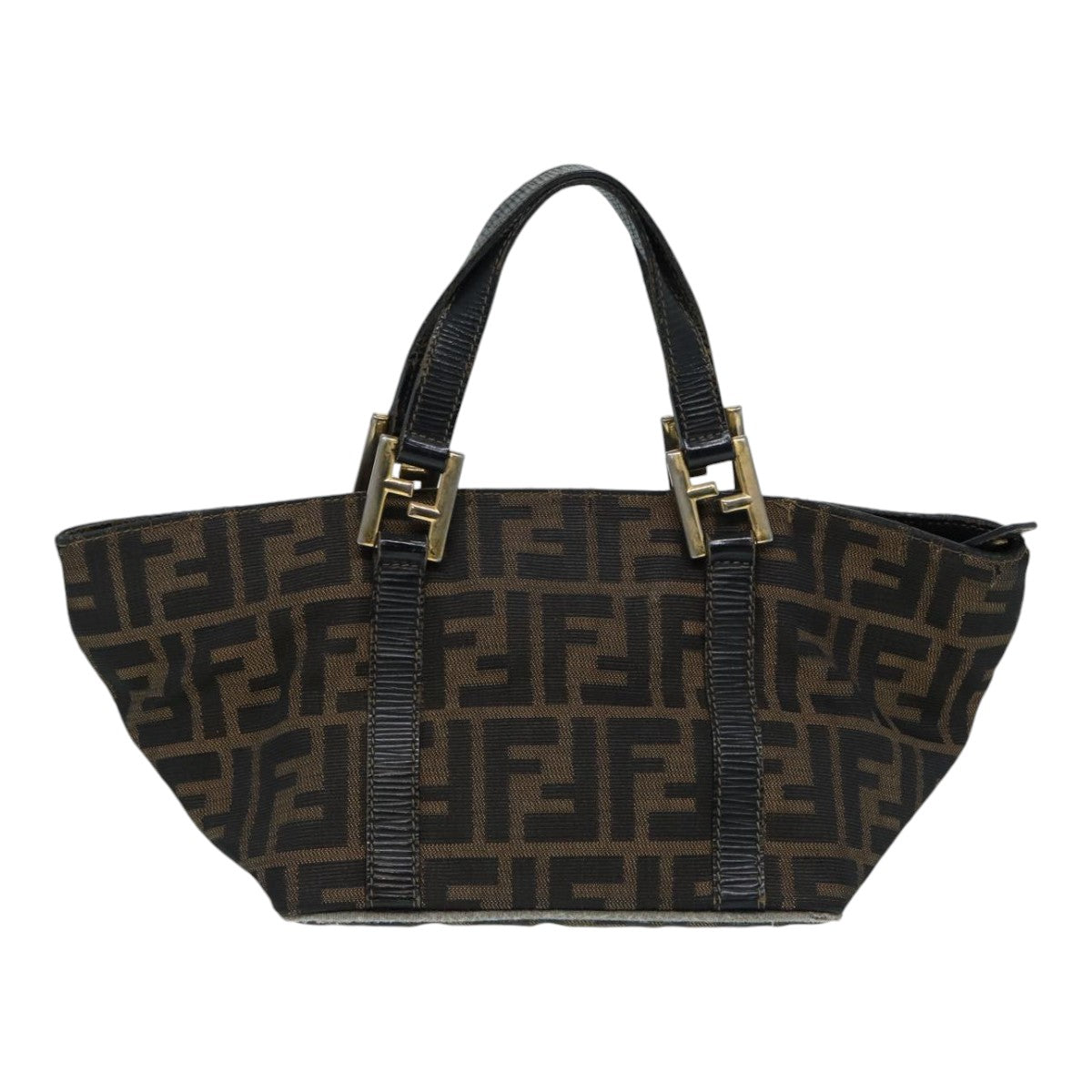 FENDI Zucca Canvas Hand Bag Brown Black yk14115