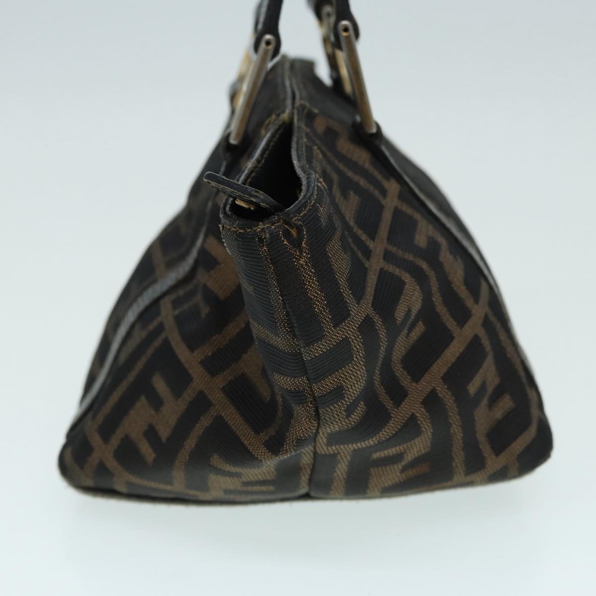 FENDI Zucca Canvas Hand Bag Brown Black yk14115