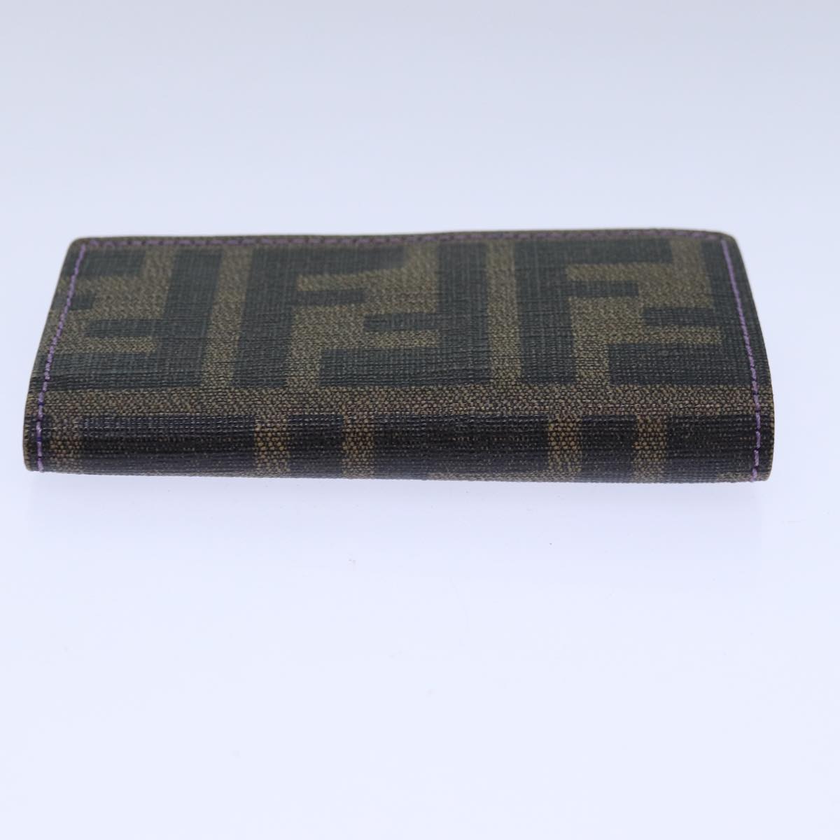FENDI Zucca Canvas Key Case Black Brown gold yk14135