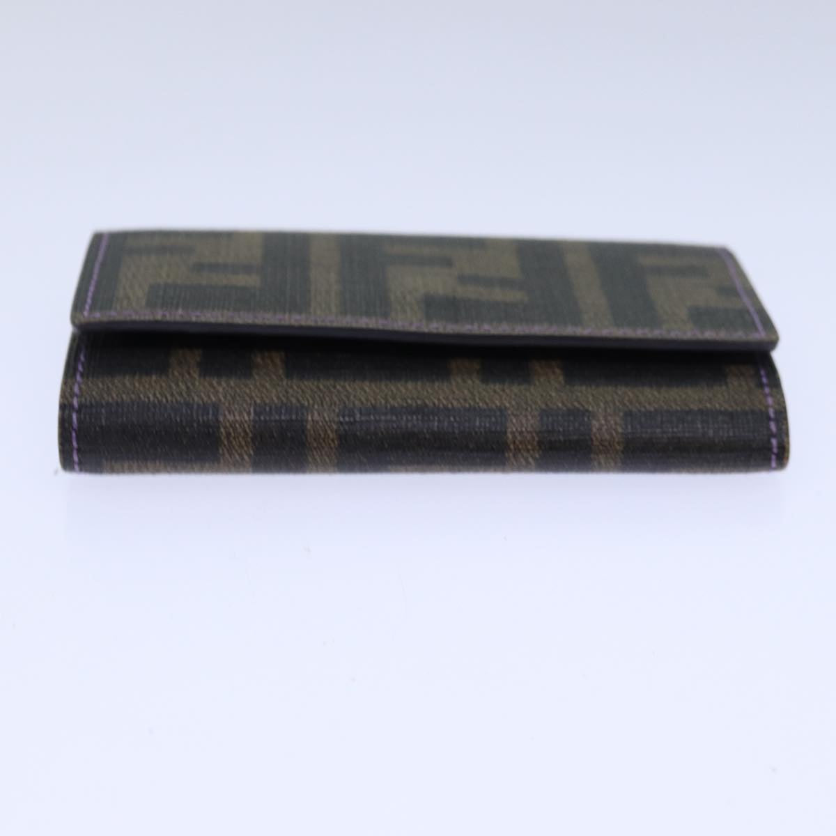 FENDI Zucca Canvas Key Case Black Brown gold yk14135