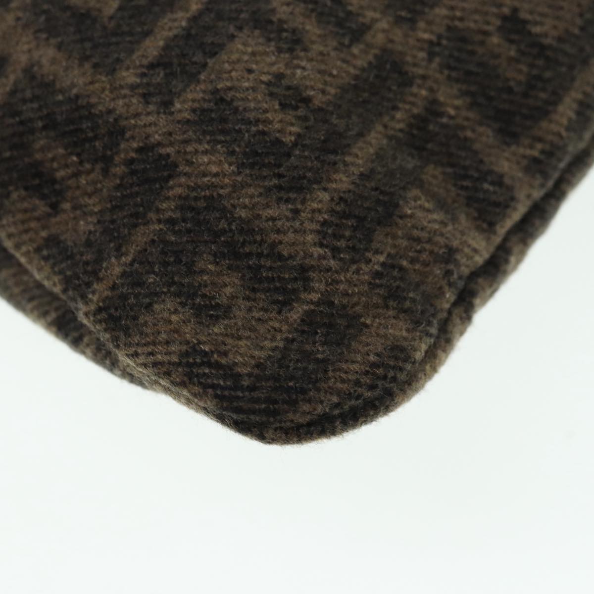 FENDI Zucca Canvas Tote Bag Wool Brown Black Silver yk14162