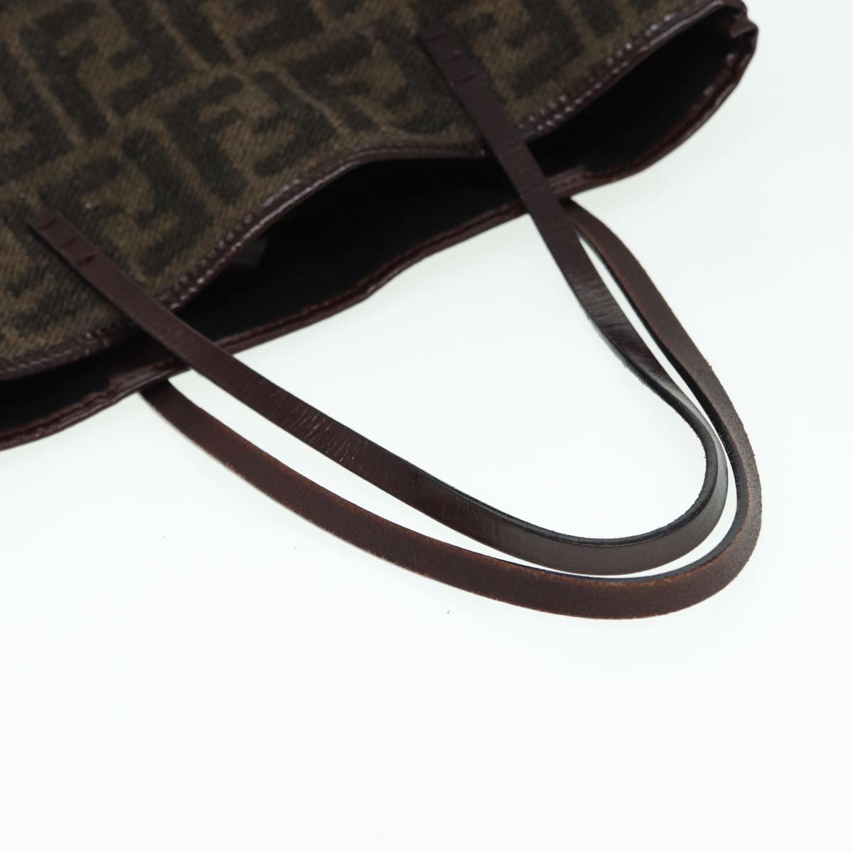 FENDI Zucca Canvas Tote Bag Wool Brown Black Silver yk14162