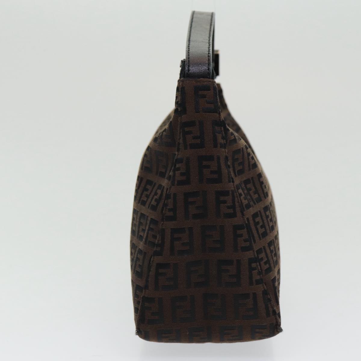 FENDI Zucchino Canvas Hand Bag Brown Black Silver yk14209