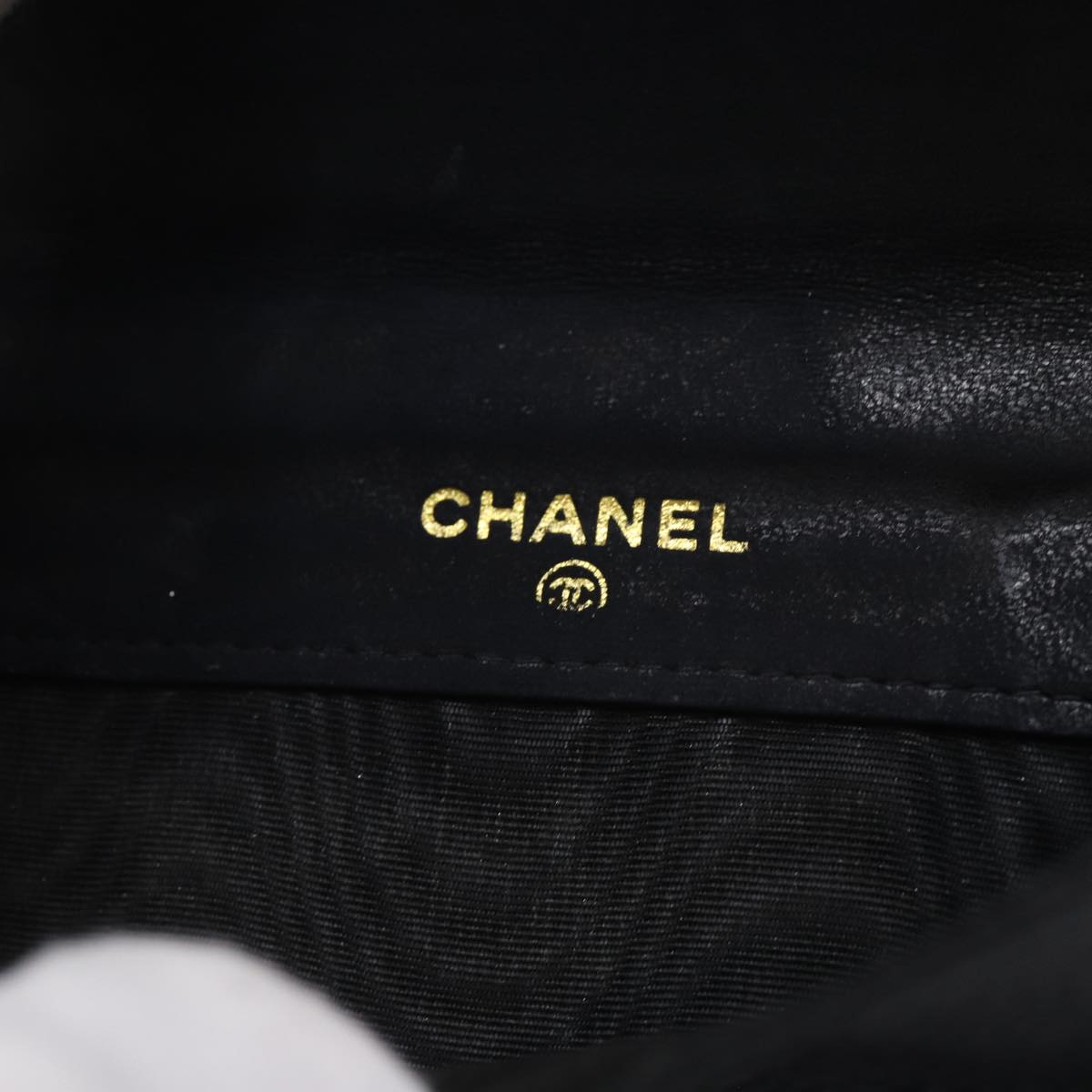 CHANEL COCO Mark Wallet Caviar Skin Black Gold CC yk14253