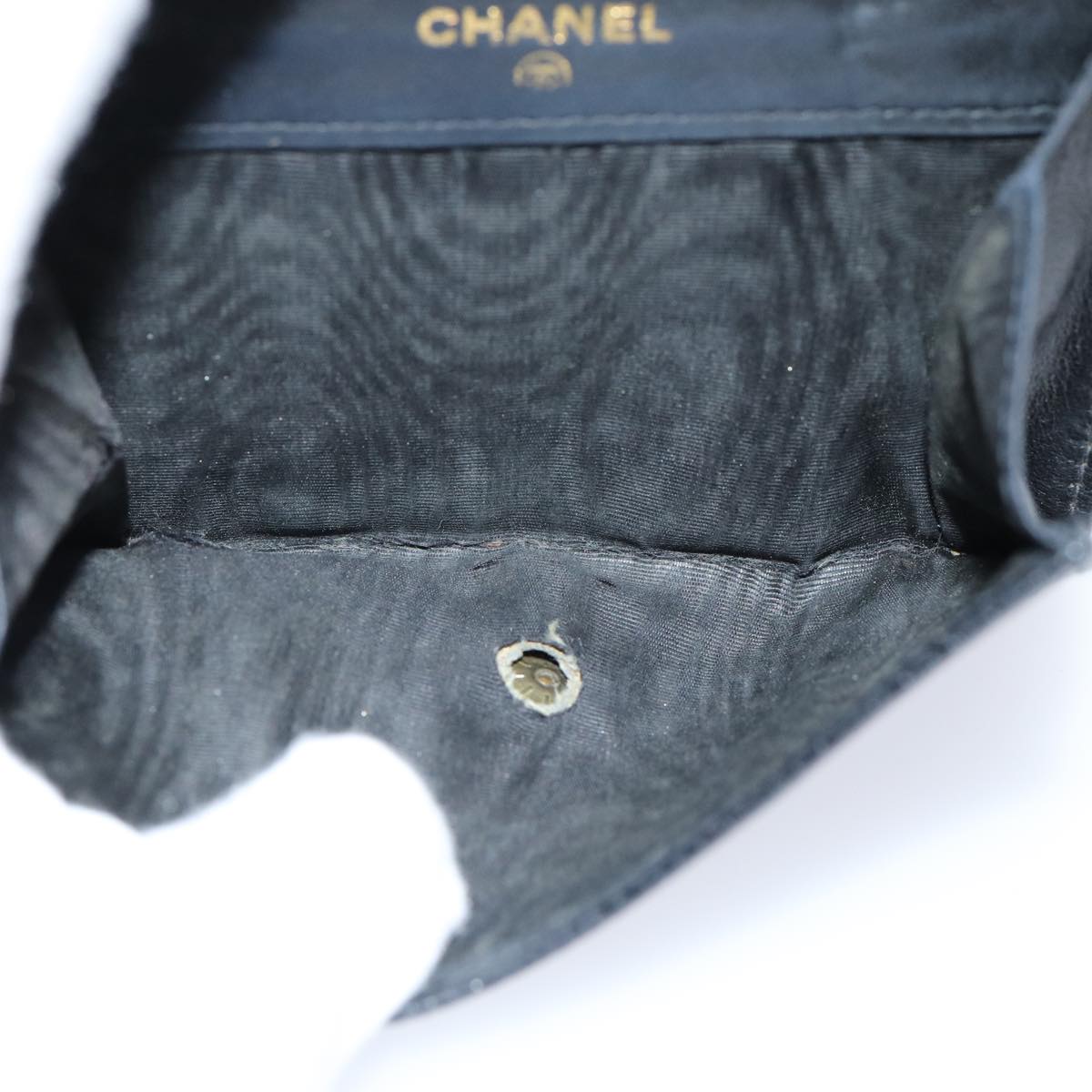 CHANEL COCO Mark Wallet Caviar Skin Black Gold CC yk14253