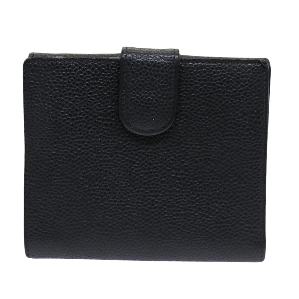 CHANEL COCO Mark Wallet Caviar Skin Black Gold CC yk14253