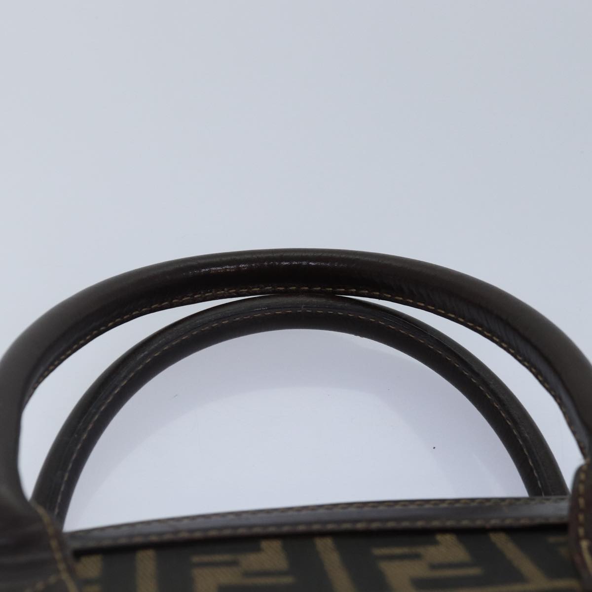 FENDI Zucca Canvas Hand Bag Brown Black gold yk14322