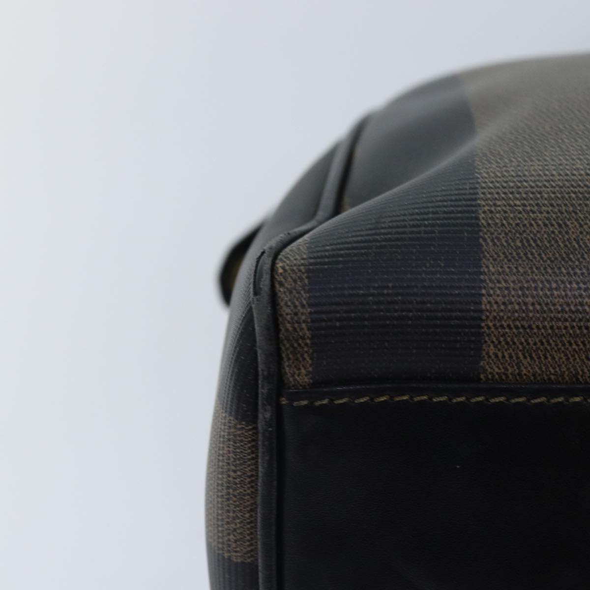 FENDI Pecan Canvas Hand Bag Brown Black gold yk14550