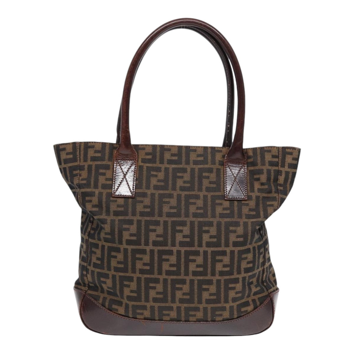FENDI Zucca Canvas Tote Bag Brown Black yk14553