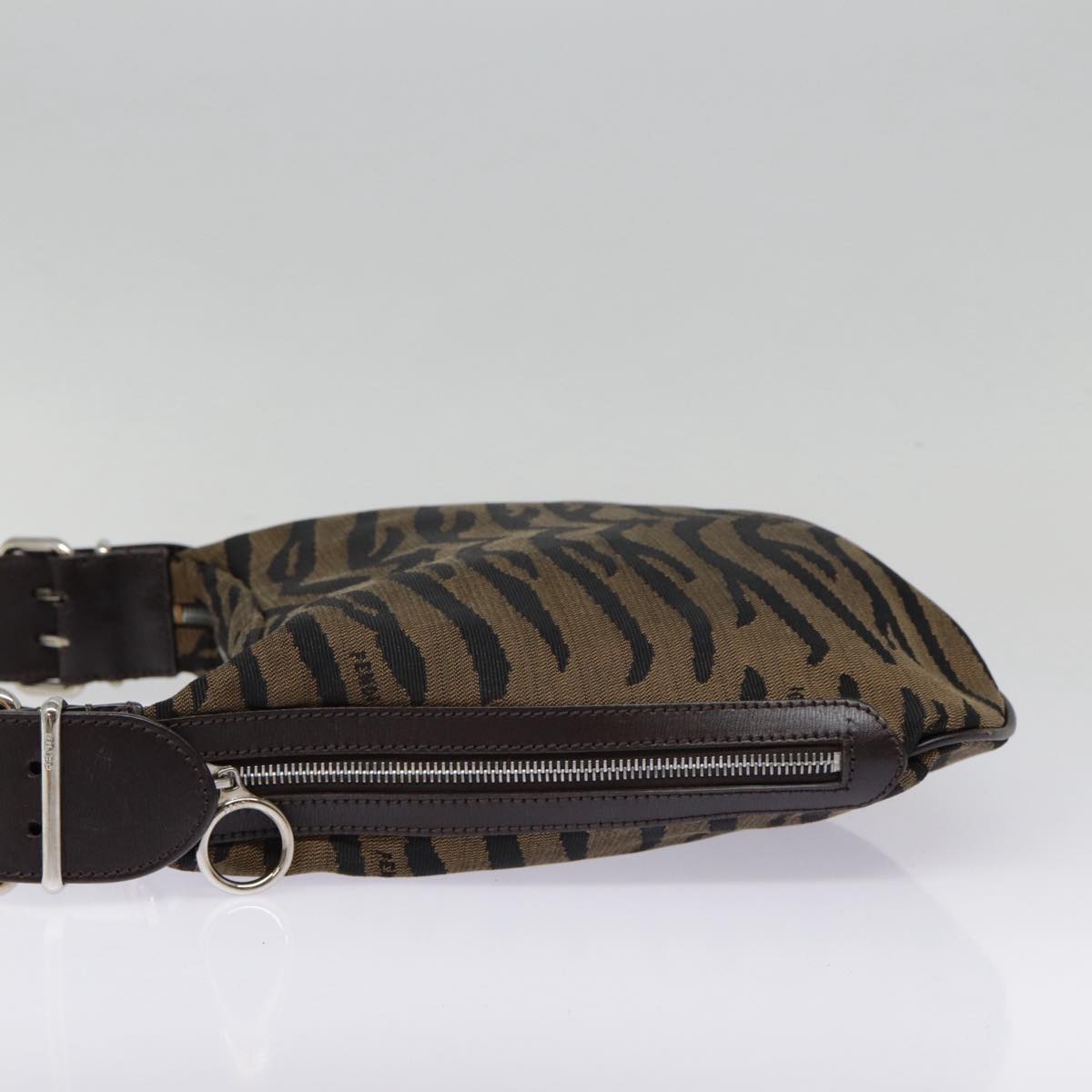 FENDI Shoulder Bag Canvas Silver Brown yk14745