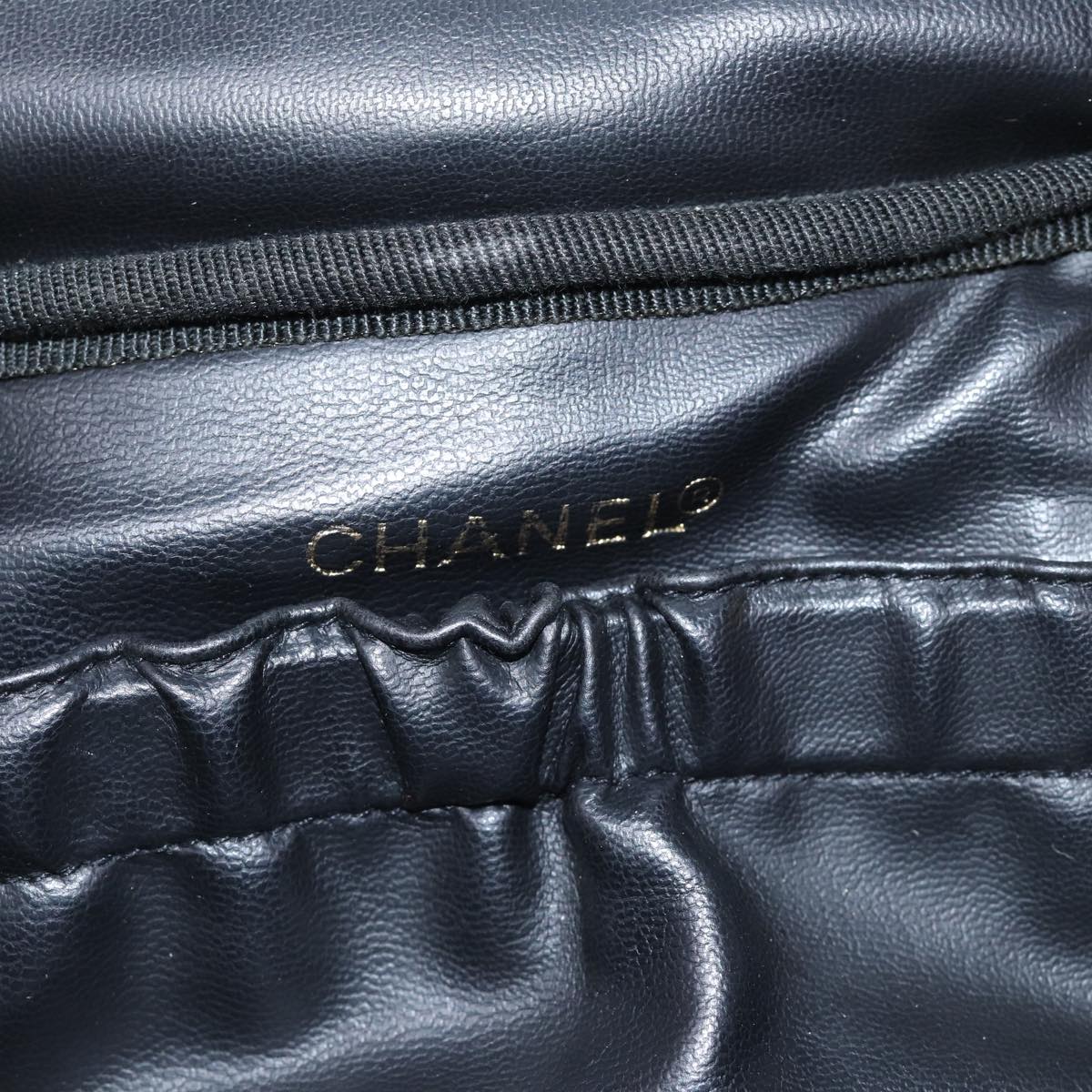 CHANEL COCO Mark Vanity Pouch Patent leather Black Gold CC yk14841