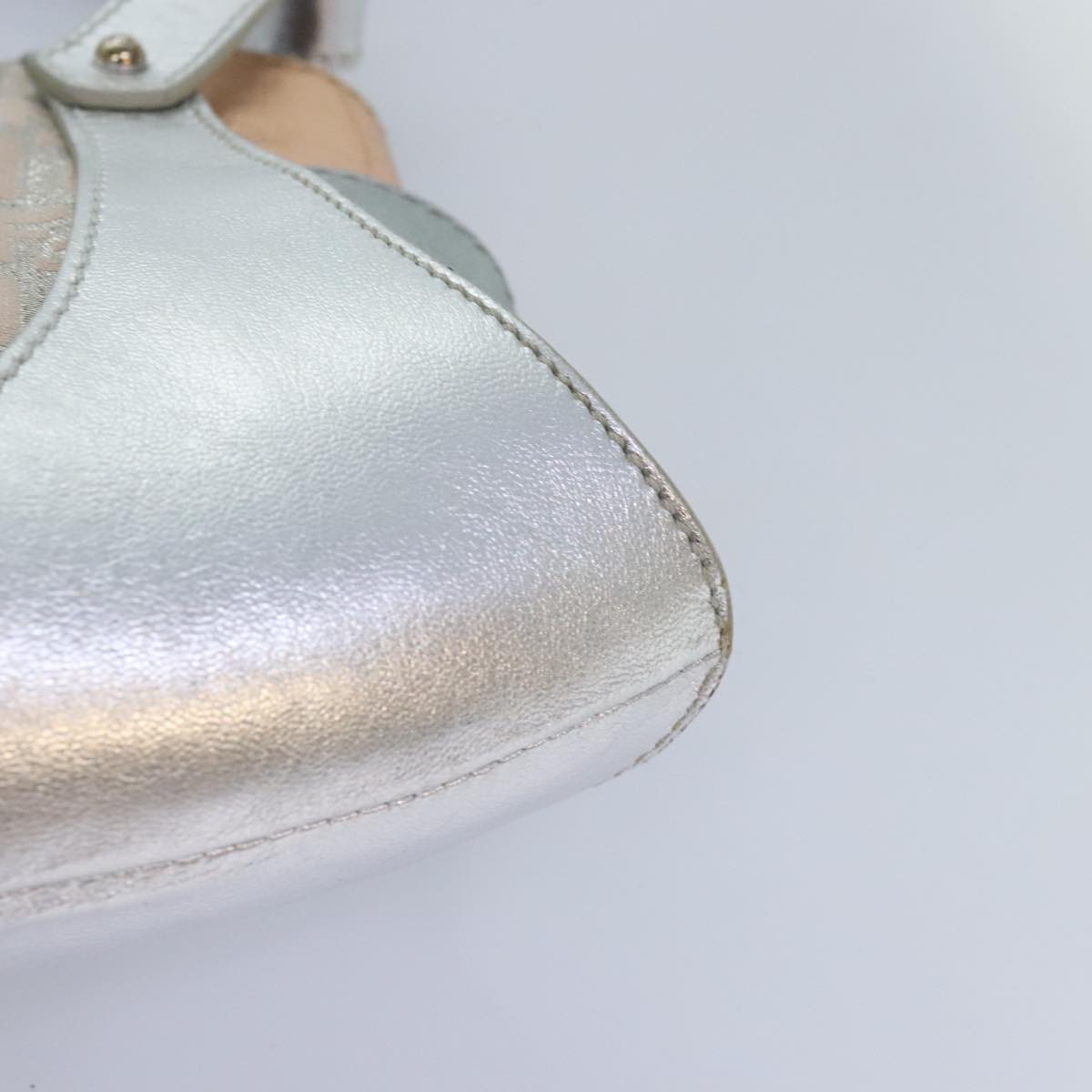 FENDI Zucchino Canvas Hand Bag Silver Black yk14936