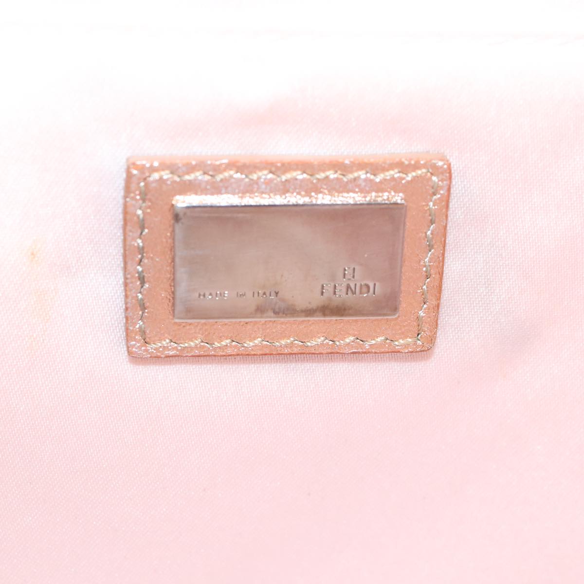 FENDI Zucchino Canvas Hand Bag Silver Black yk14936