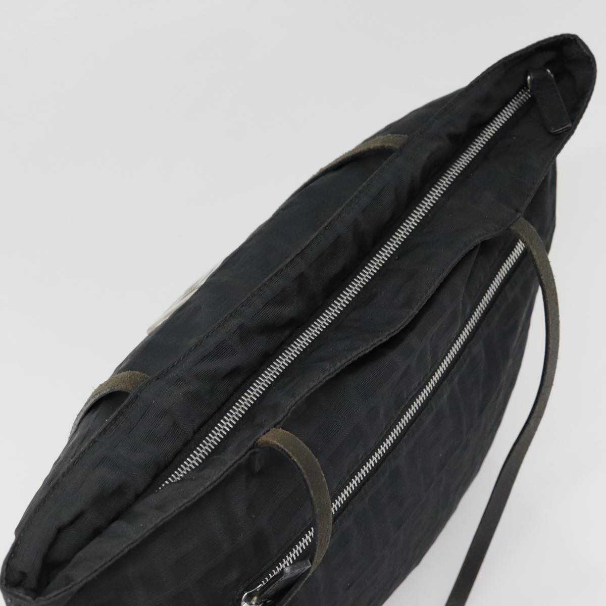 FENDI Zucca Canvas Tote Bag Silver Black yk15009