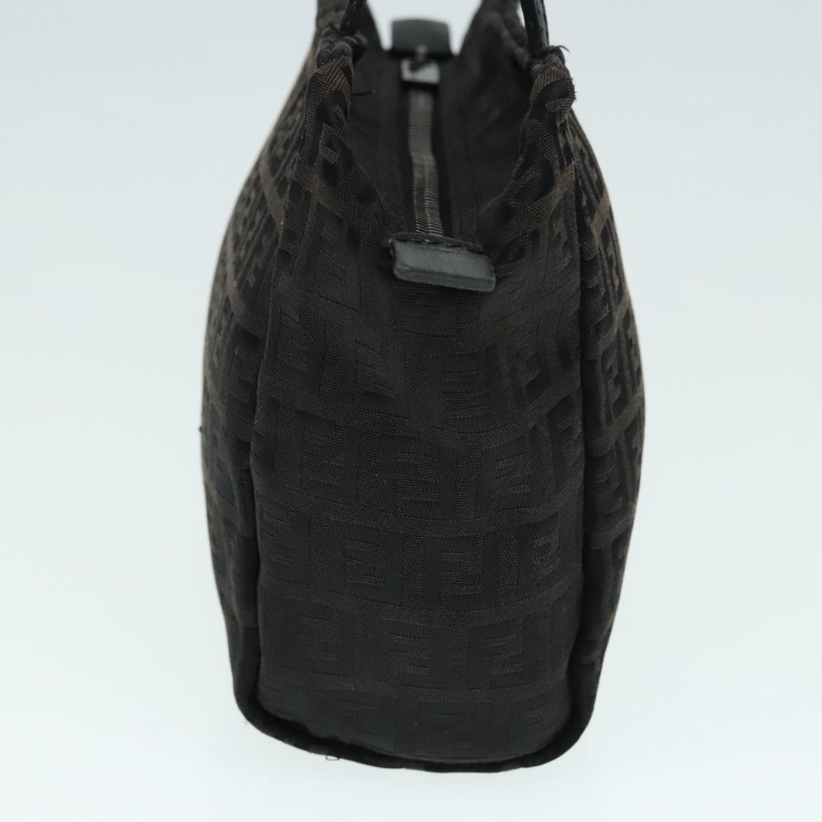 FENDI Zucchino Canvas Hand Bag Silver Black yk15013