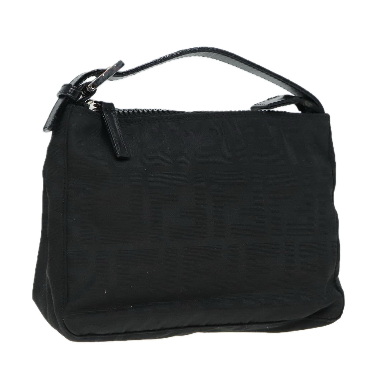 FENDI Zucca Canvas Hand Bag Silver Black yk15030
