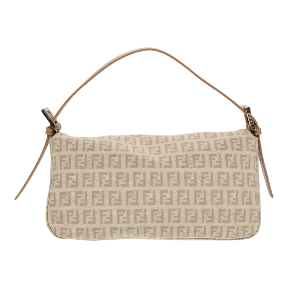 FENDI Zucchino Canvas Mamma Baguette Shoulder Bag Beige Gold yk15046A
