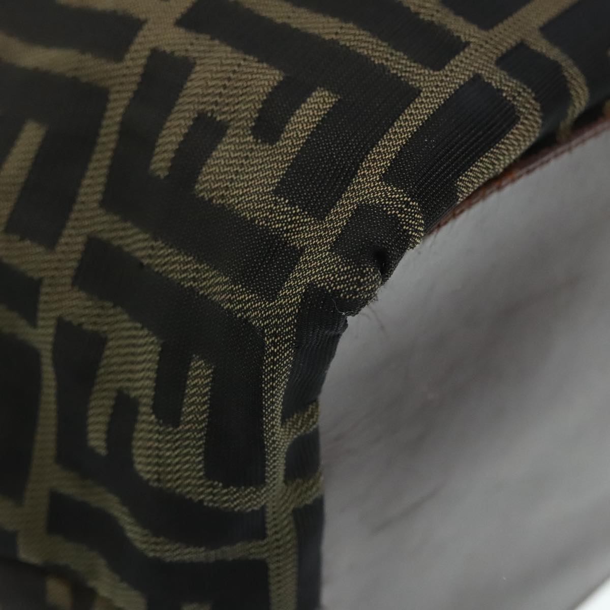 FENDI Zucca Canvas Tote Bag Brown Black Silver yk15049