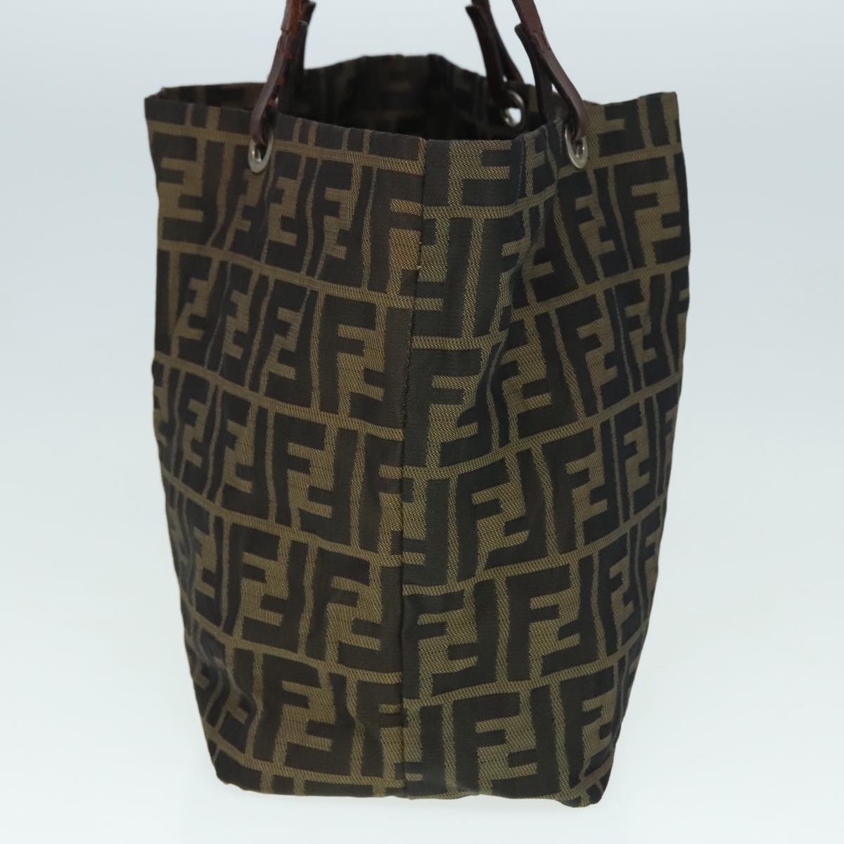 FENDI Zucca Canvas Tote Bag Brown Black Silver yk15049