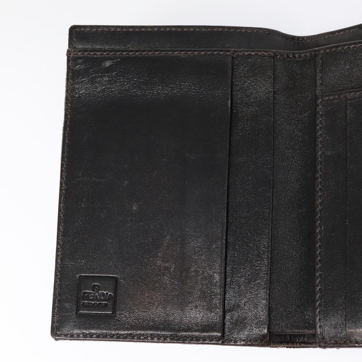 FENDI Zucca Canvas Wallet Black Brown yk15059