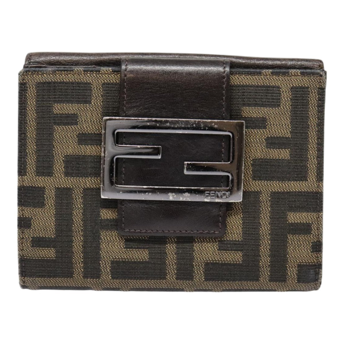 FENDI Zucca Canvas Wallet Black Brown yk15059