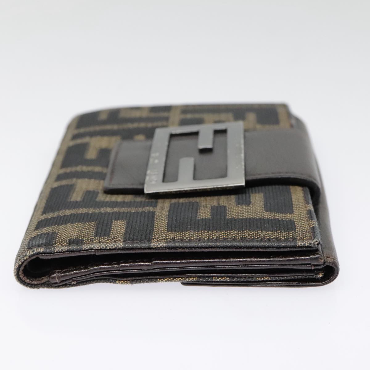 FENDI Zucca Canvas Wallet Black Brown yk15059