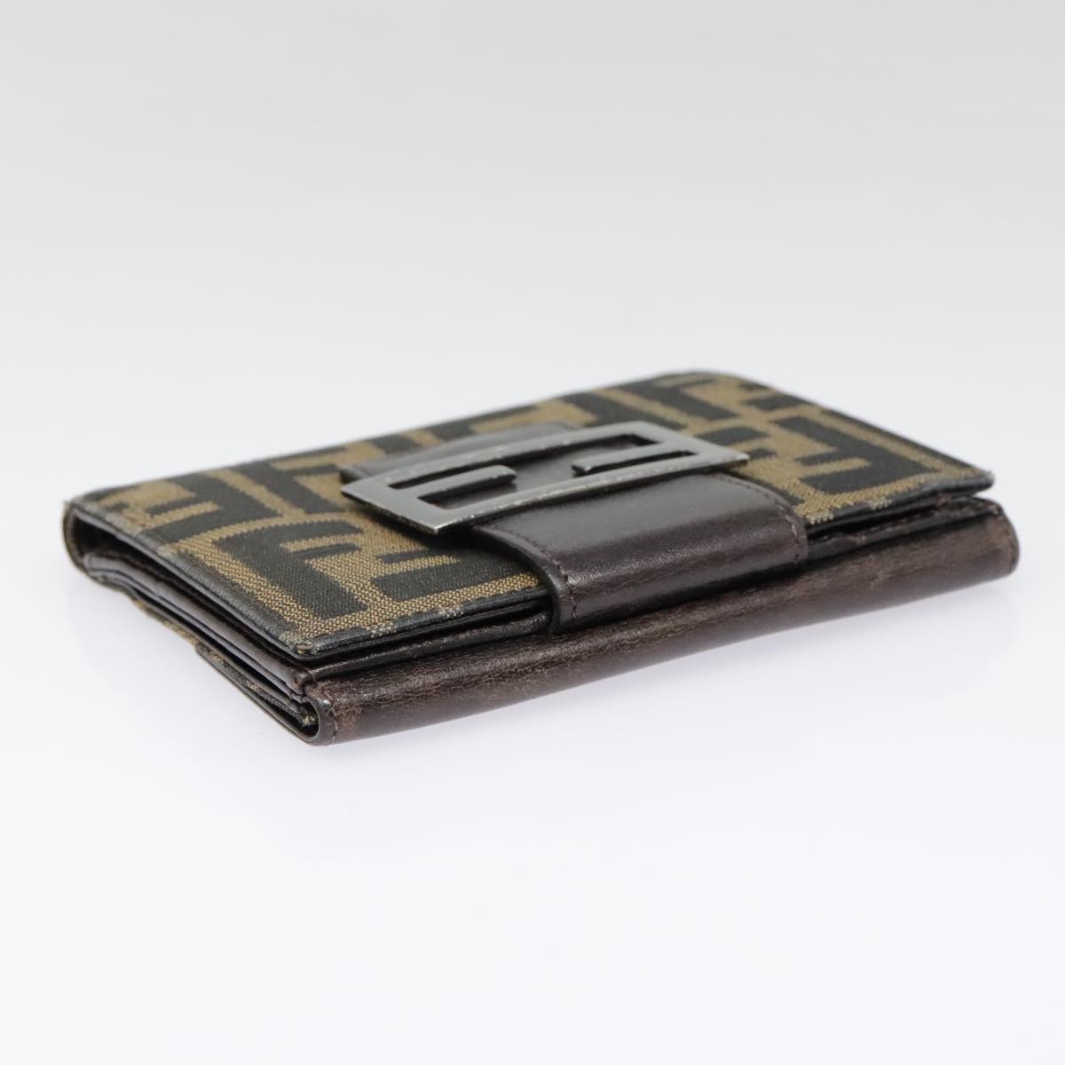 FENDI Zucca Canvas Wallet Black Brown yk15059
