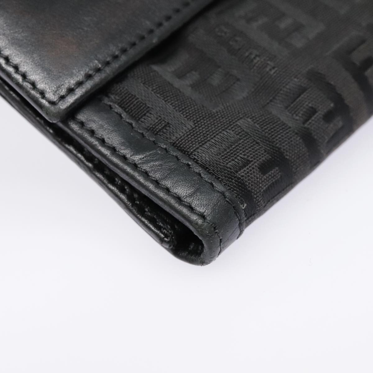 FENDI Zucchino Canvas Long Wallet Black Silver yk15074