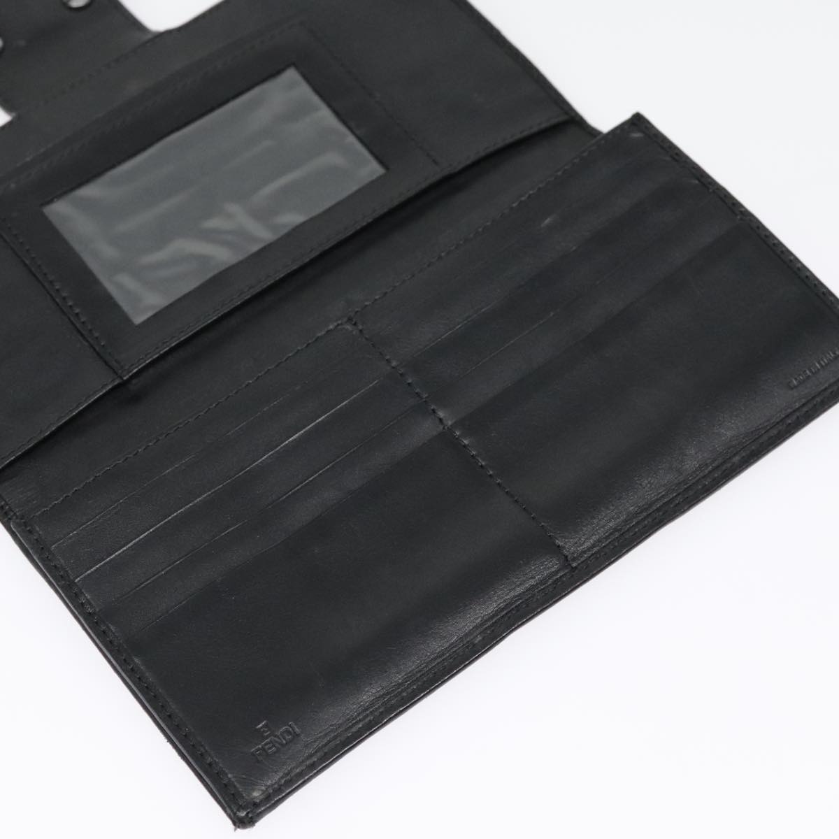 FENDI Zucchino Canvas Long Wallet Black Silver yk15074