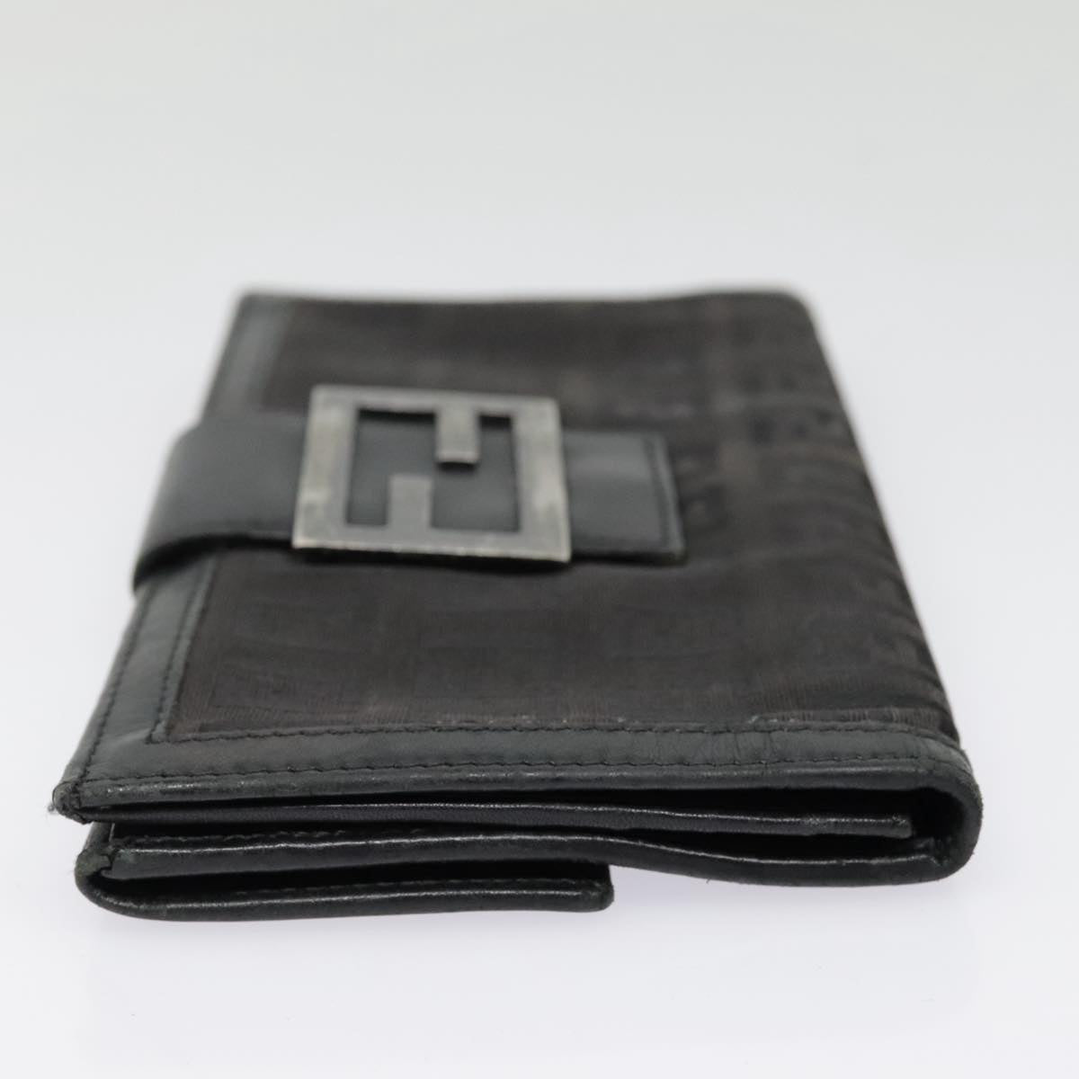 FENDI Zucchino Canvas Long Wallet Black Silver yk15074