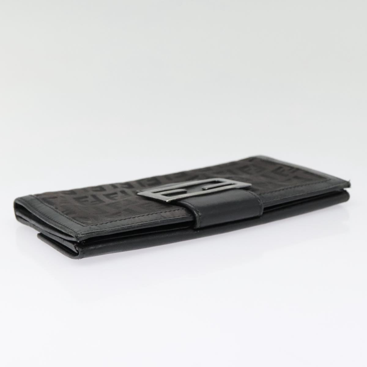 FENDI Zucchino Canvas Long Wallet Black Silver yk15074