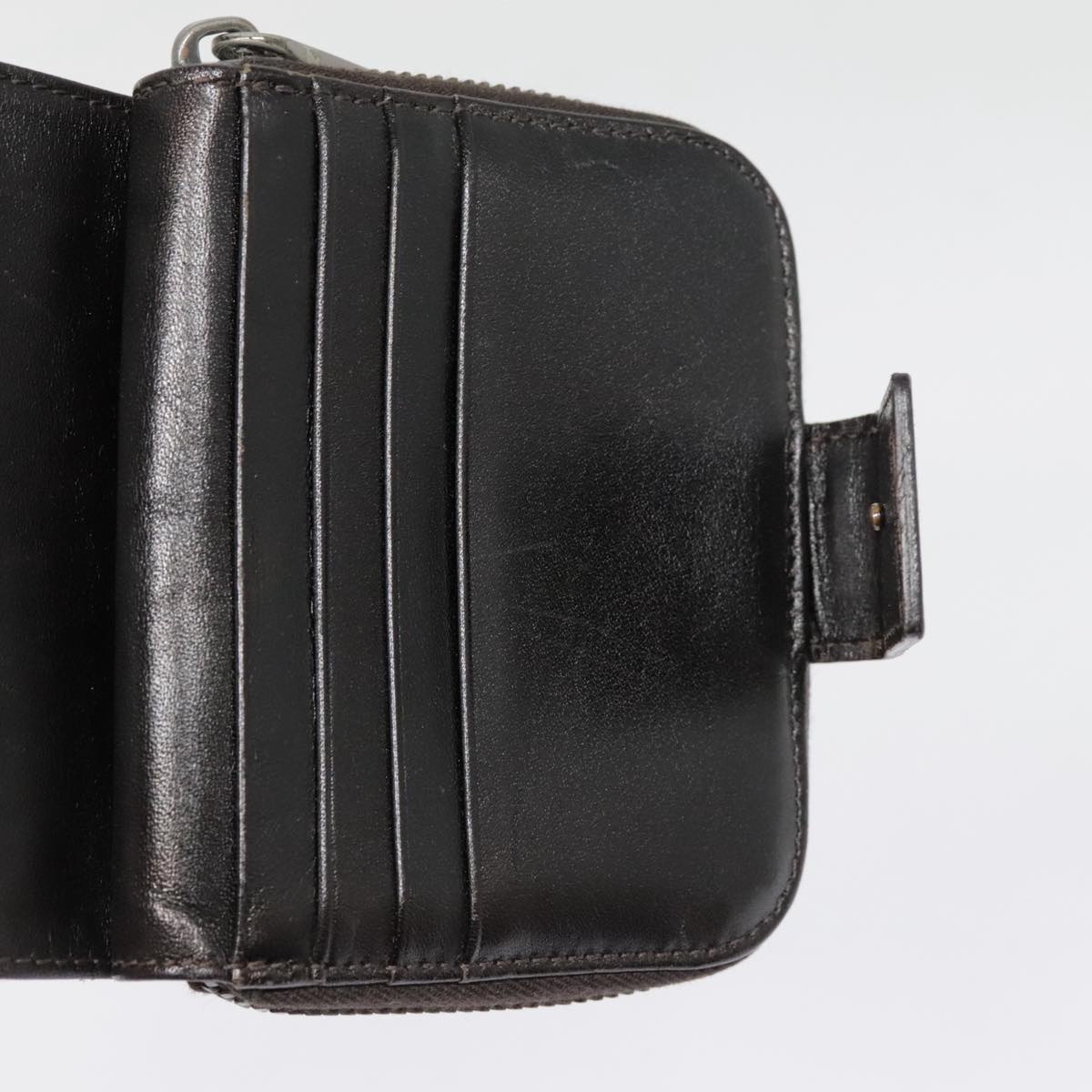 FENDI Zucca Canvas Compact Wallet Black Brown Silver yk15087