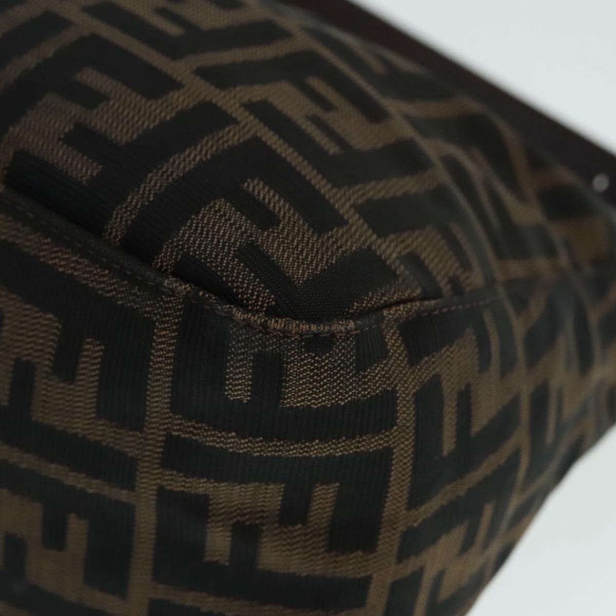 FENDI Zucca Canvas Mamma Baguette Shoulder Bag Brown Black Silver yk15163