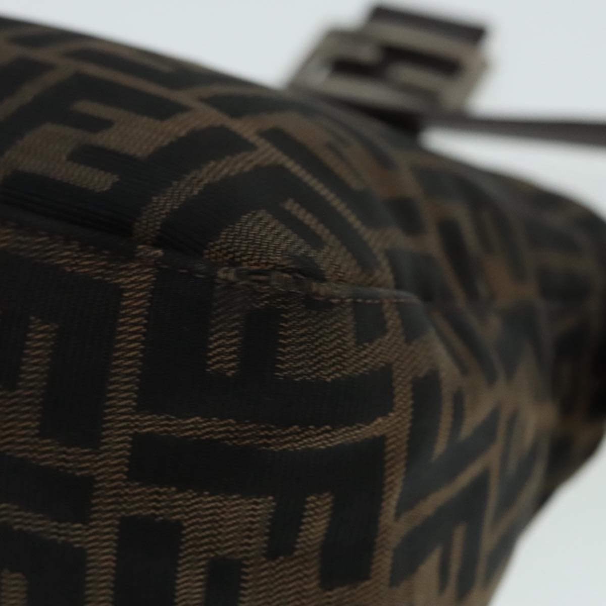 FENDI Zucca Canvas Mamma Baguette Shoulder Bag Brown Black Silver yk15163