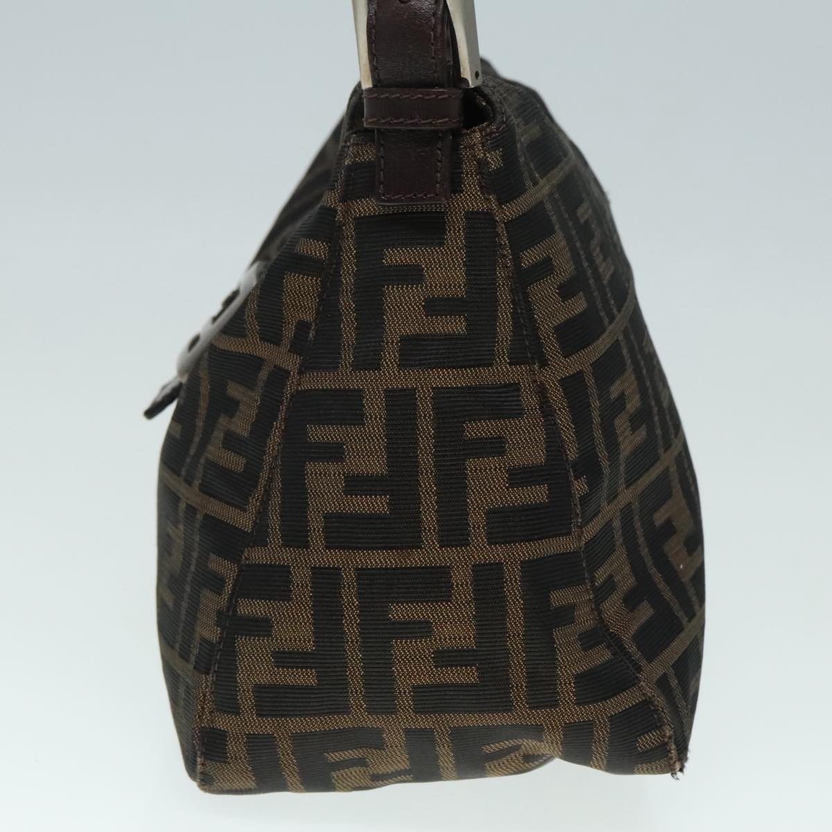 FENDI Zucca Canvas Mamma Baguette Shoulder Bag Brown Black Silver yk15163