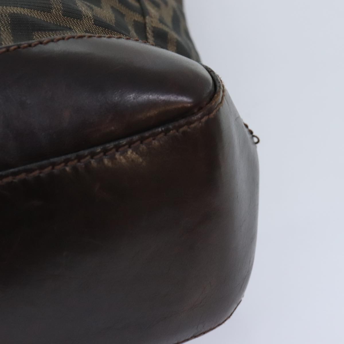 FENDI Zucca Canvas Tote Bag Brown Black gold yk15177
