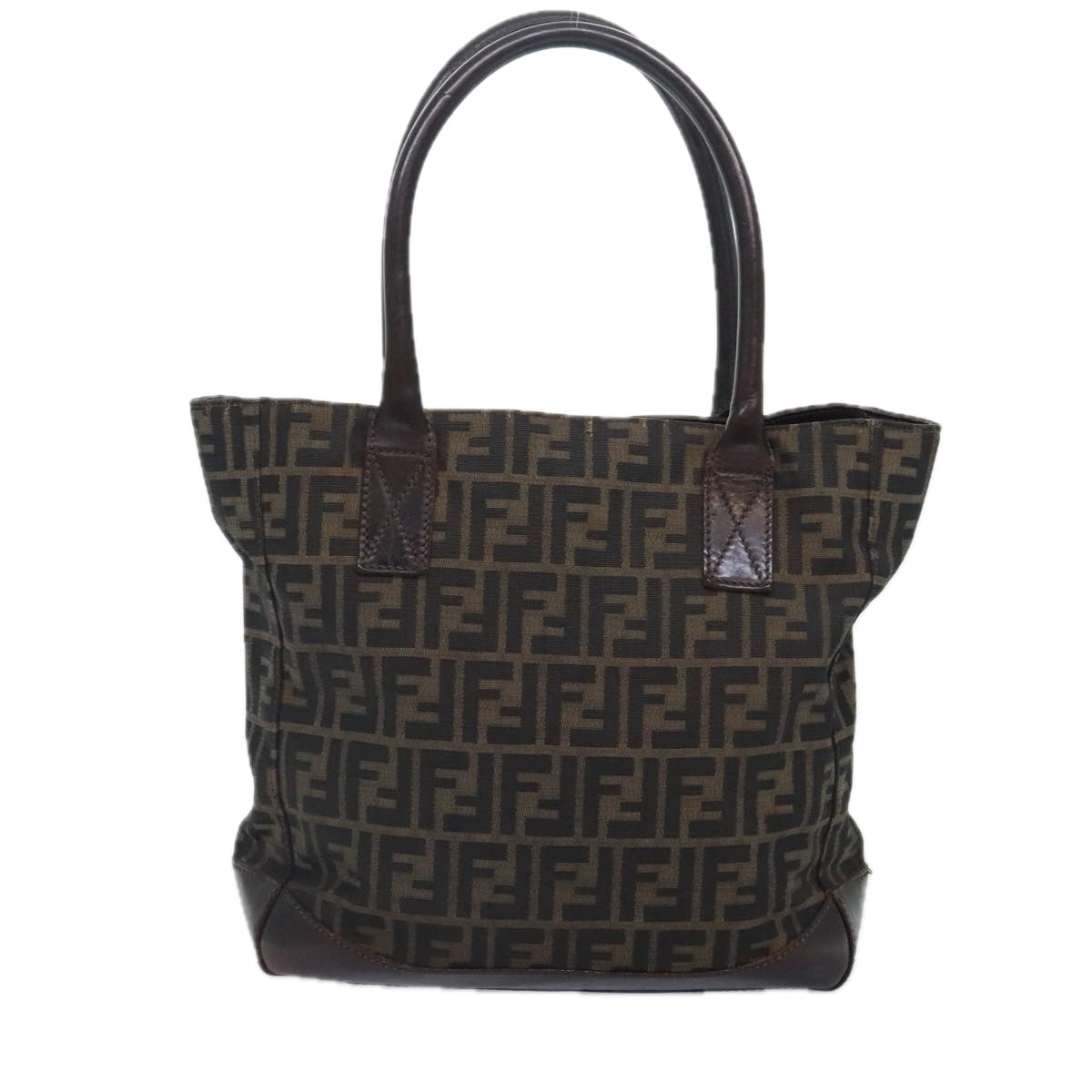 FENDI Zucca Canvas Tote Bag Brown Black gold yk15177