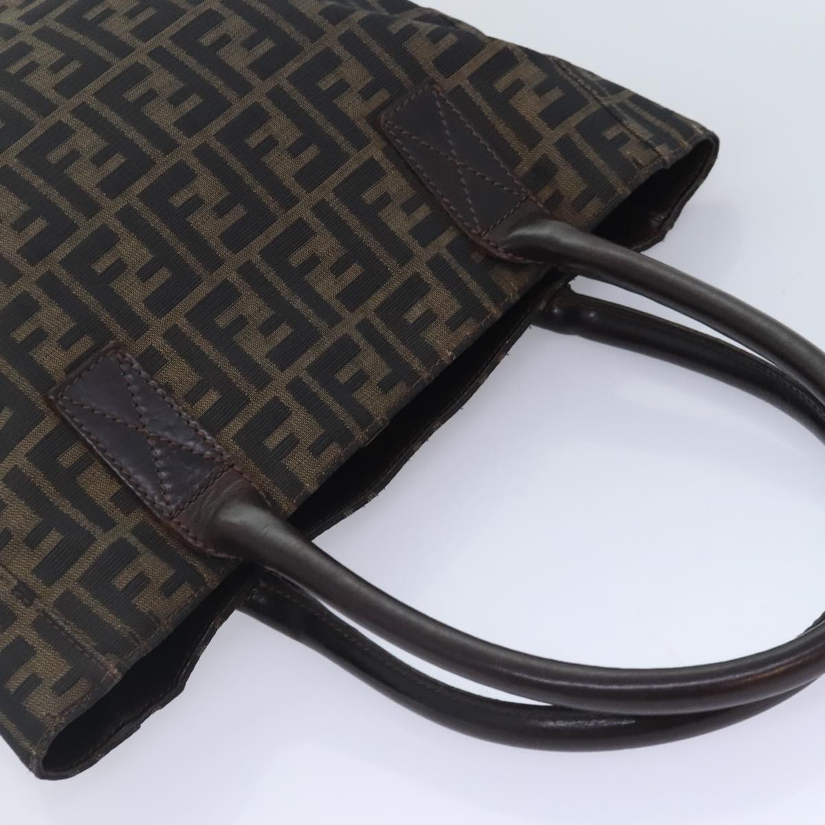 FENDI Zucca Canvas Tote Bag Brown Black gold yk15177