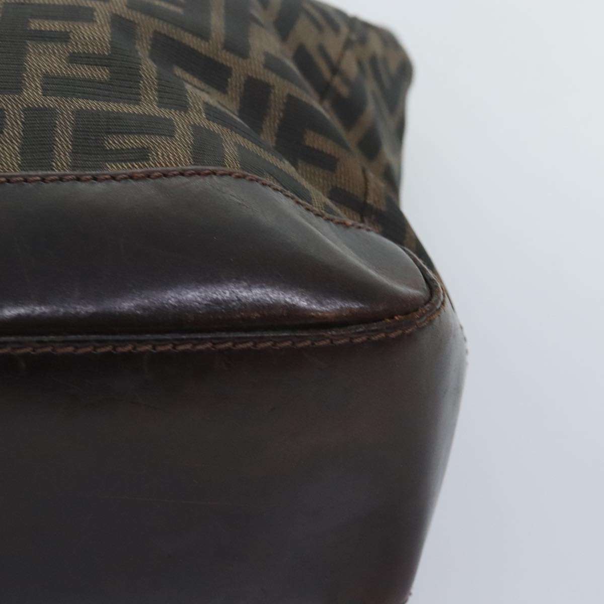 FENDI Zucca Canvas Tote Bag Brown Black gold yk15177