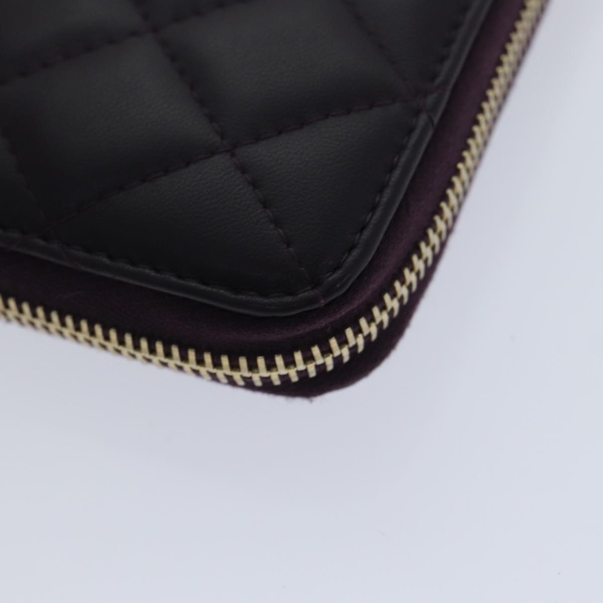 CHANEL Matelasse Long Wallet Lamb Skin Purple Gold CC yk15217