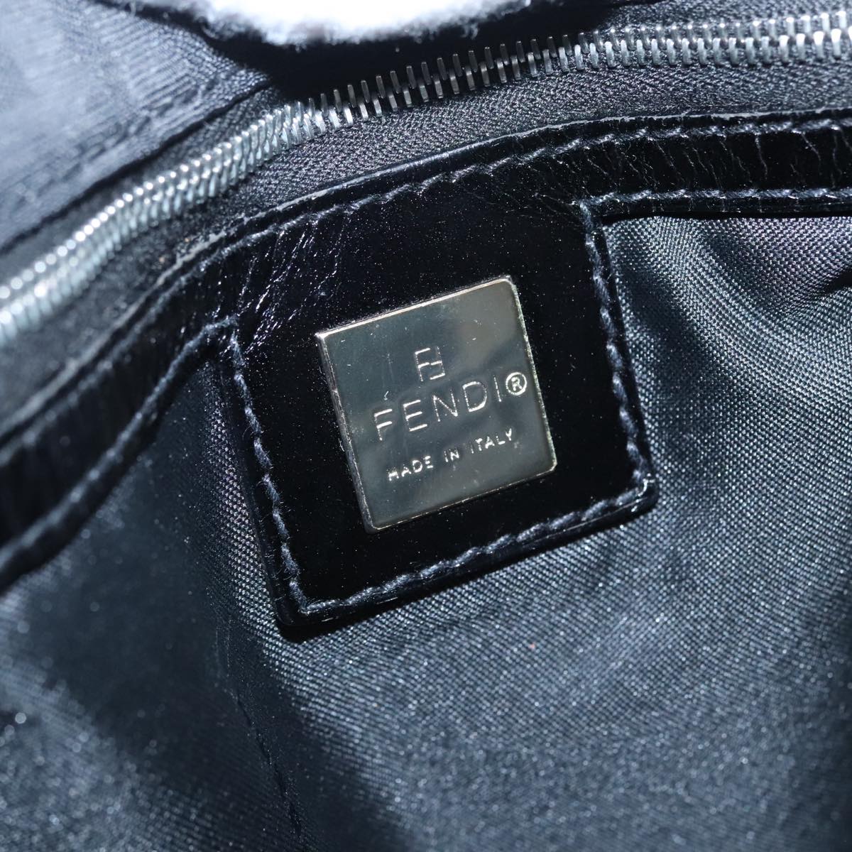 FENDI Zucca Canvas Hand Bag Silver Black yk15243