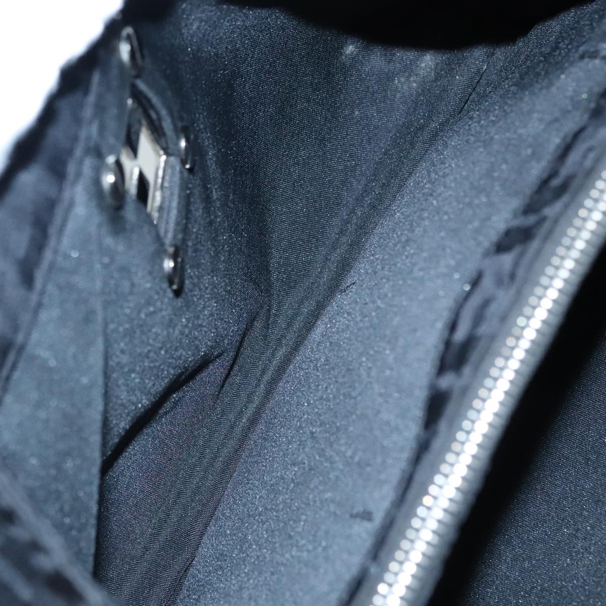 FENDI Zucca Canvas Hand Bag Silver Black yk15243