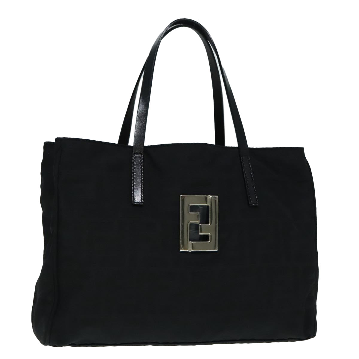 FENDI Zucca Canvas Hand Bag Silver Black yk15243