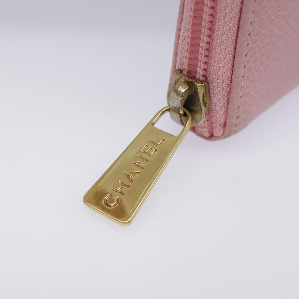 CHANEL COCO Mark Wallet Caviar Skin Pink Gold CC yk15247